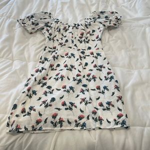 Off or on the shoulder white floral dress